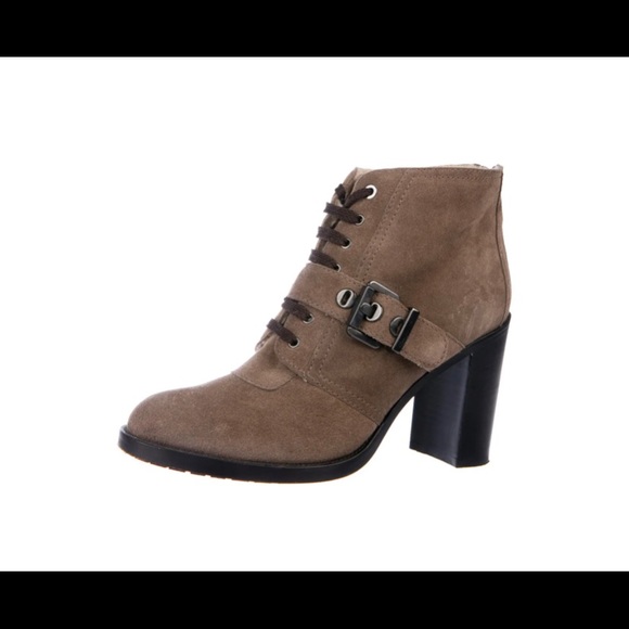 AQUATALIA Taupe Suede, Shearling-Lined Lace-Up Heeled Boots - 9.5 - Picture 2 of 5